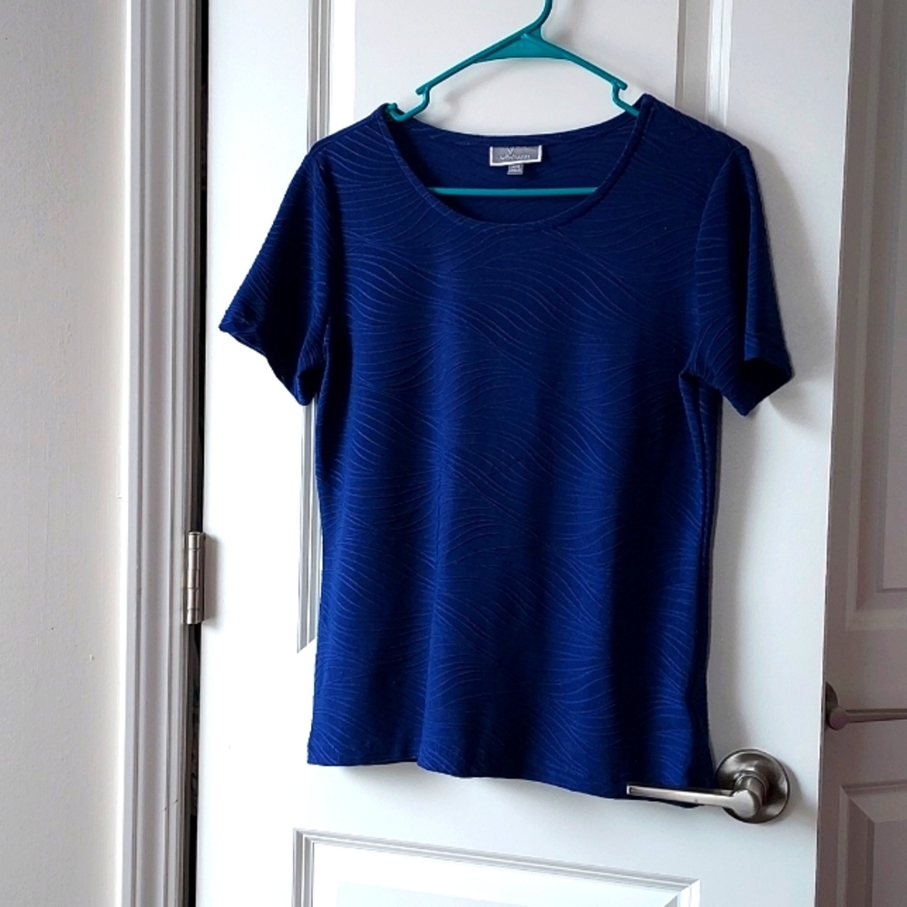 JM Collections petite short sleeve top pm blue